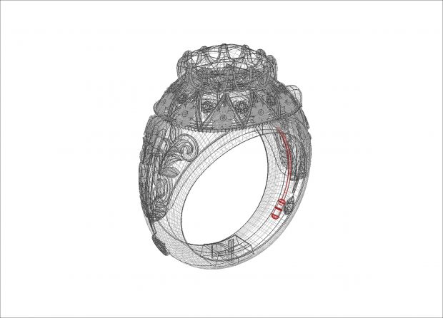 Vamp Flora Diamond Ring Design Showing Blood Showing Secret Cavity