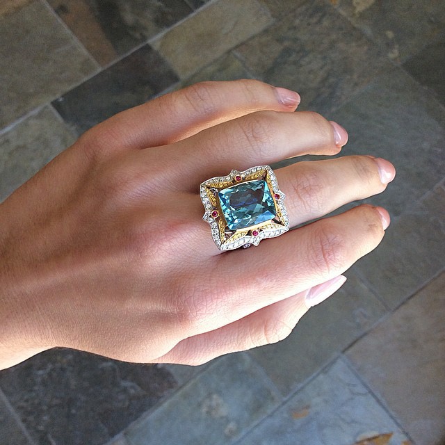 Aquamarine cocktail ring from Ricardo Basta Fine Jewelry.