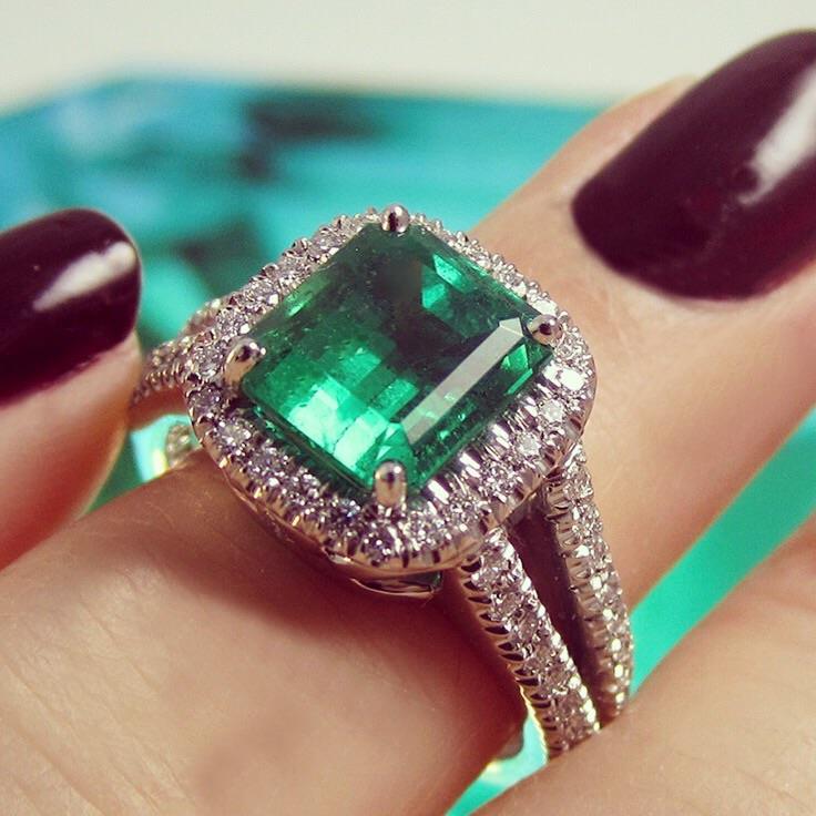 Emerald and diamond ring from Suna Bros.