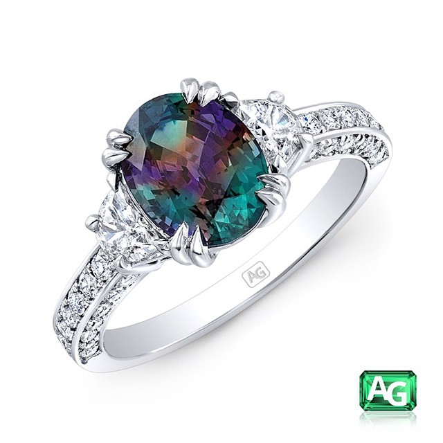 A close-up of an Alexandrite Ring from AG Gems