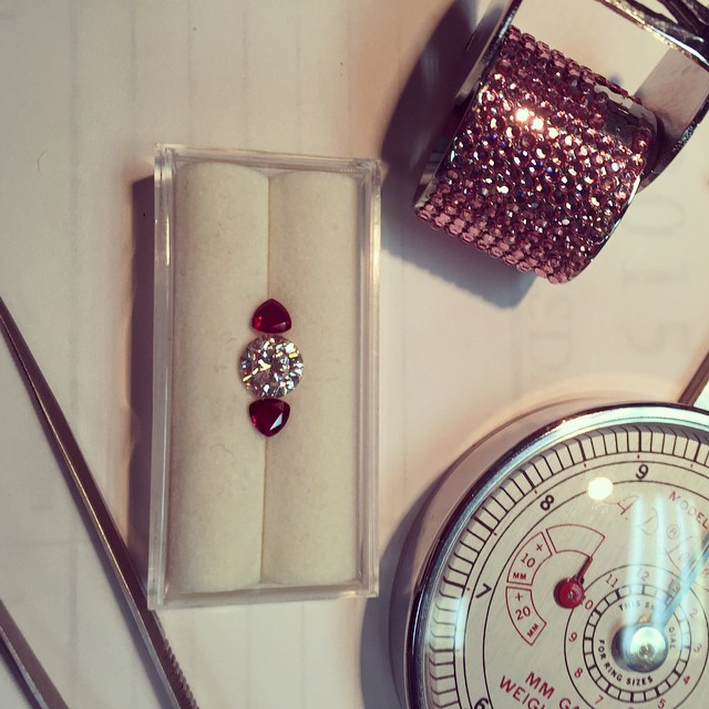 Diamond and Rubies waiting to be set at Nanci Knott & Company