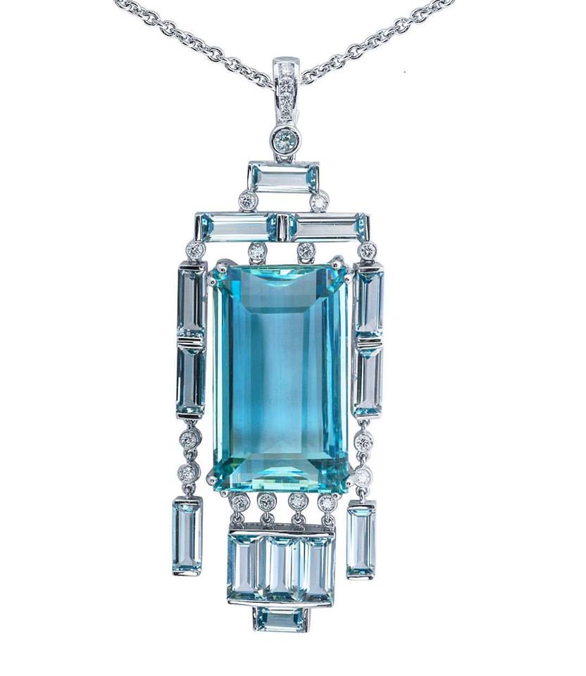 JYE-aquamarine and diamond pendant