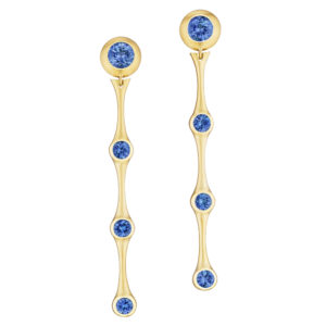 Tanzanite Round Stack earrings in 18k yellow gold by Carelle 