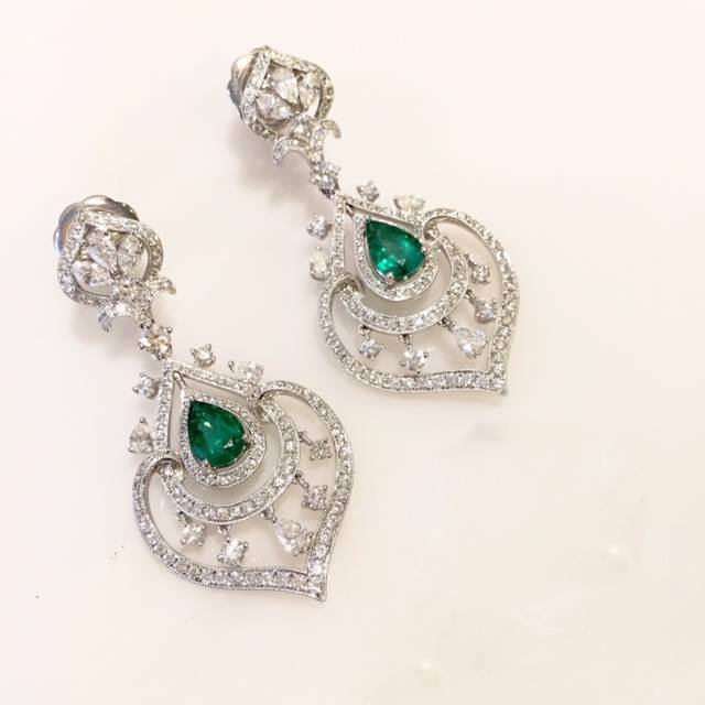 Emerald and Diamond Chandelier Earrings