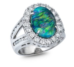 Black opal and diamond ring from Lightning Ridge Collection by John Ford.