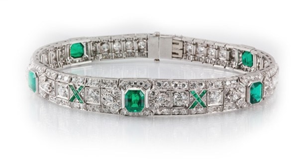 Art Deco emerald and diamond bracelet by Nash James.