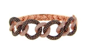 Brown and white diamond bangle, by Dilamani.