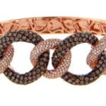 Brown and white diamond bangle, by Dilamani.