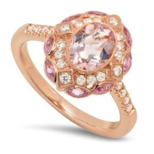 Vintage-style romance! Morganite, pink sapphire, and diamond ring, by Beverley K.