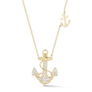 Diamond anchor pendant, by Shula New York.