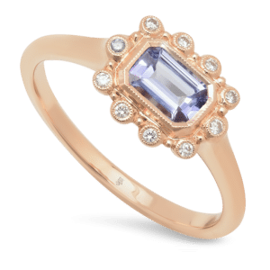 Tanzanite and diamond engagement ring, by Bevelery K.