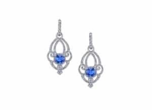 Versailles earrings featuring blue sapphires and diamonds, by Erica Courtney.