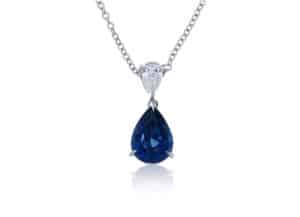 Blue sapphire and diamond necklace, by Nash James Enterprises.