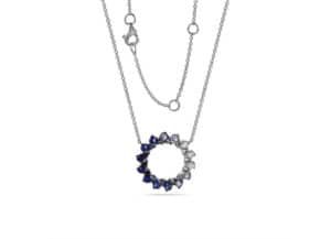 Sapphire and diamond necklace, by Shula New York.