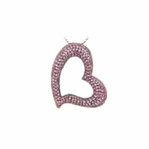 Pink sapphire pavé heart pendant, by Dilamani.