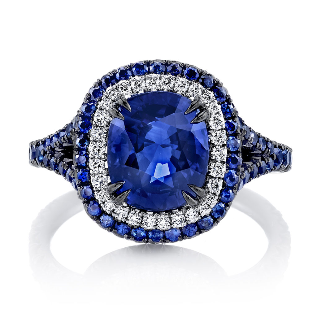 cushion cut sapphire ring