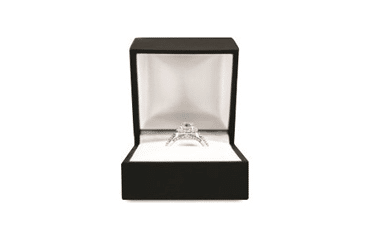 Ring Box with diamond ring - American gem society.