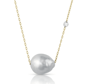 White South Sea cultured pearl necklace with a rose cut diamond