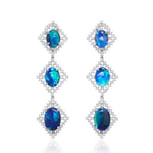 Opal and diamond earrings by Lightning Ridge Collection by John Ford