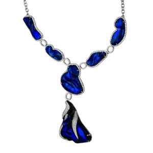 “Electric Blue” Black Opal and Diamond Necklace by John Ford’s Lightning Ridge Collection.