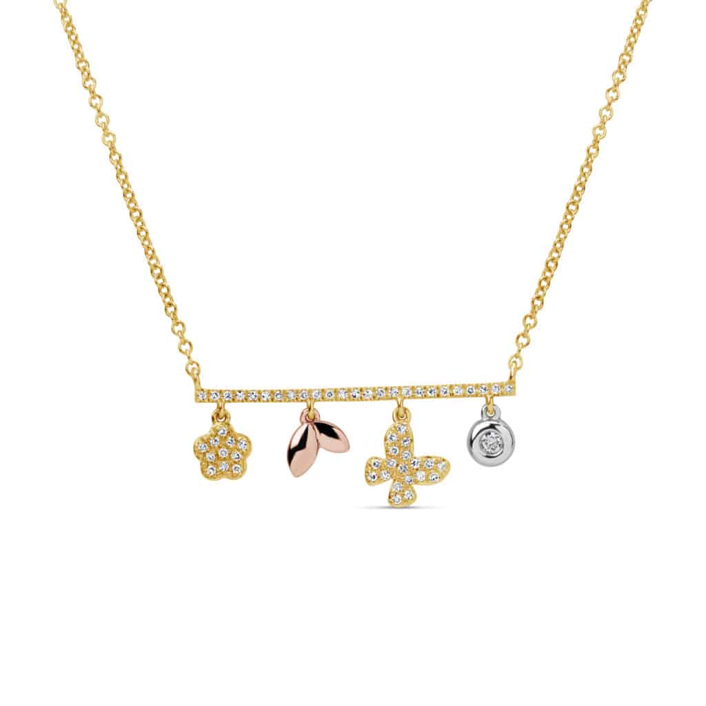 Diamond Charm Bar Pendant Necklace