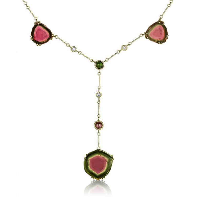 Watermelon tourmaline y necklace by NEI Group