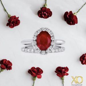 Ruby and diamond engagement ring from XO Jewels.