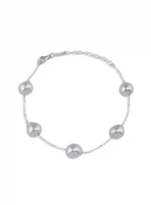 Natural silver gray Akoya cultured pearl chain bracelet
