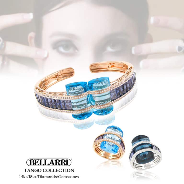 BELLARRI’s Tango Collection features the brand’s signature “Art of the Cut” with at least four layered cutting techniques within the gemstones themselves. This brings the inherent life and spirit of these natural gemstones alive.