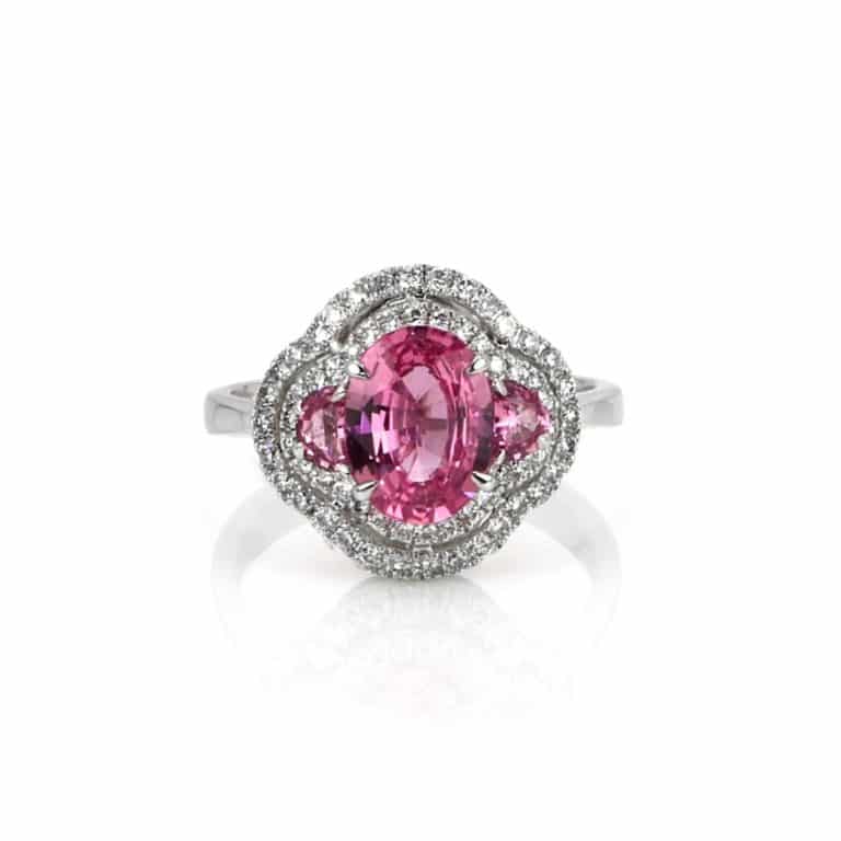 Color Source Gems Pink Sapphire and Diamond Ring