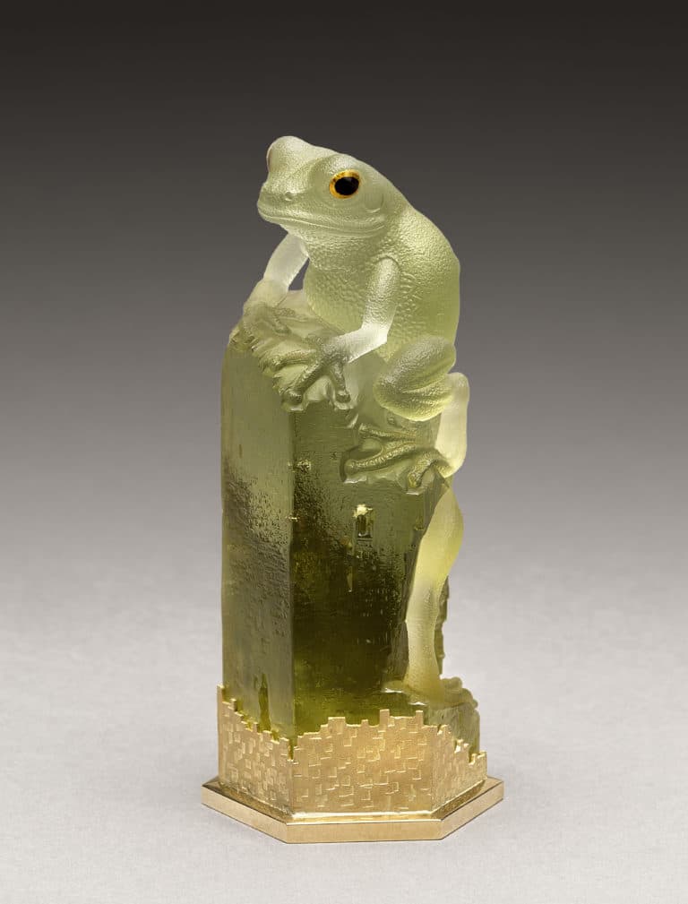 DaVinci, Ukranian green beryl carved from raw crystal by German carver, Alfred Zimmerman.