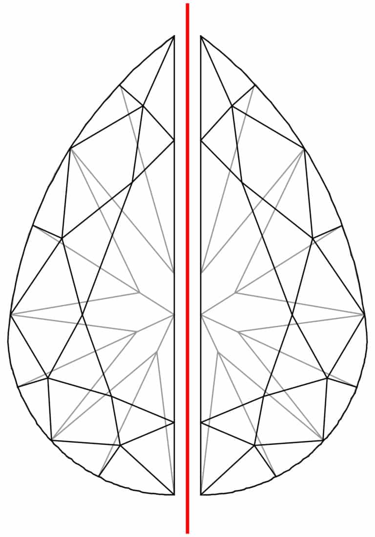 Fig. 11 Demonstration of fold symmetry of a pear shape. The opposite and corresponding facets should have the same appearance.