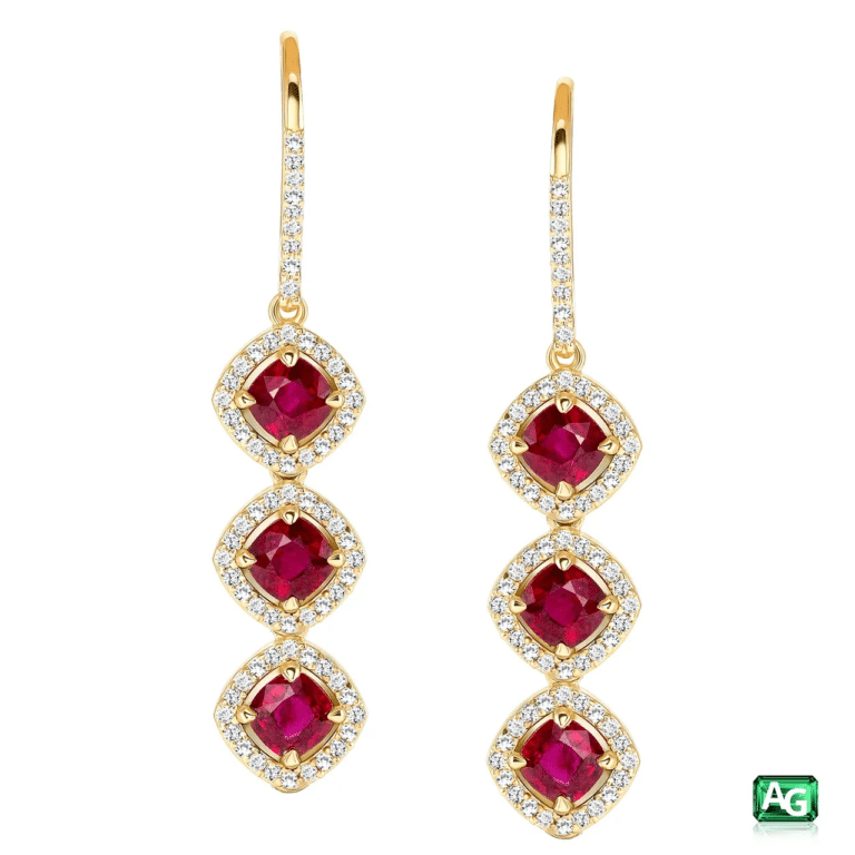 Ruby and Diamond Earrings by AG Gems