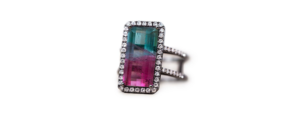 Watermelon Tourmaline diamond ring - American Gem Society.