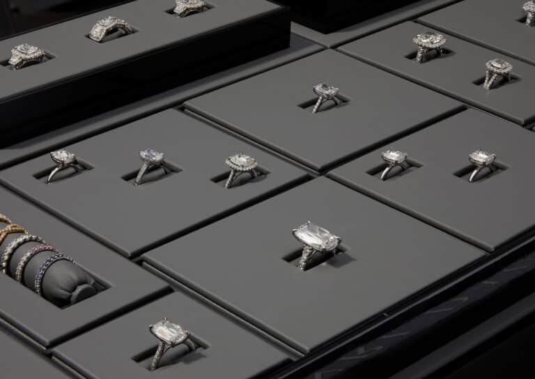 Henri Daussi rings on our signature display.