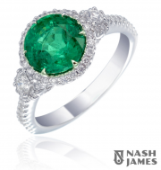 Emerald and diamond ring by Nash James. Click image to see larger view.