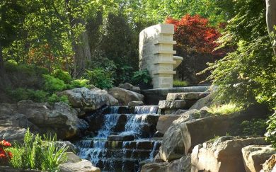 The-entry-waterfall-in-the-Red-Maple-Rill Nancy Rutchik Red Maple Rill. Photo courtesy of the Dallas Arboretum.